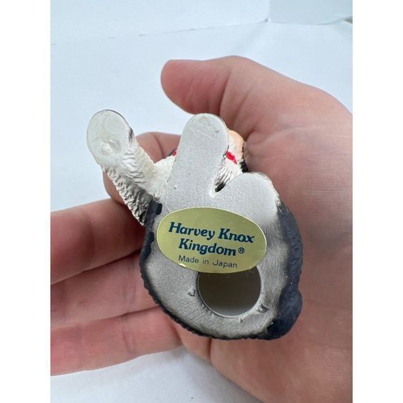 Harvey Knox Kingdom Pig with Red Bow Ornament Sitting Black White 3" tall - Picture 5 of 5